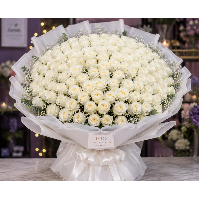 A Sea of White Roses