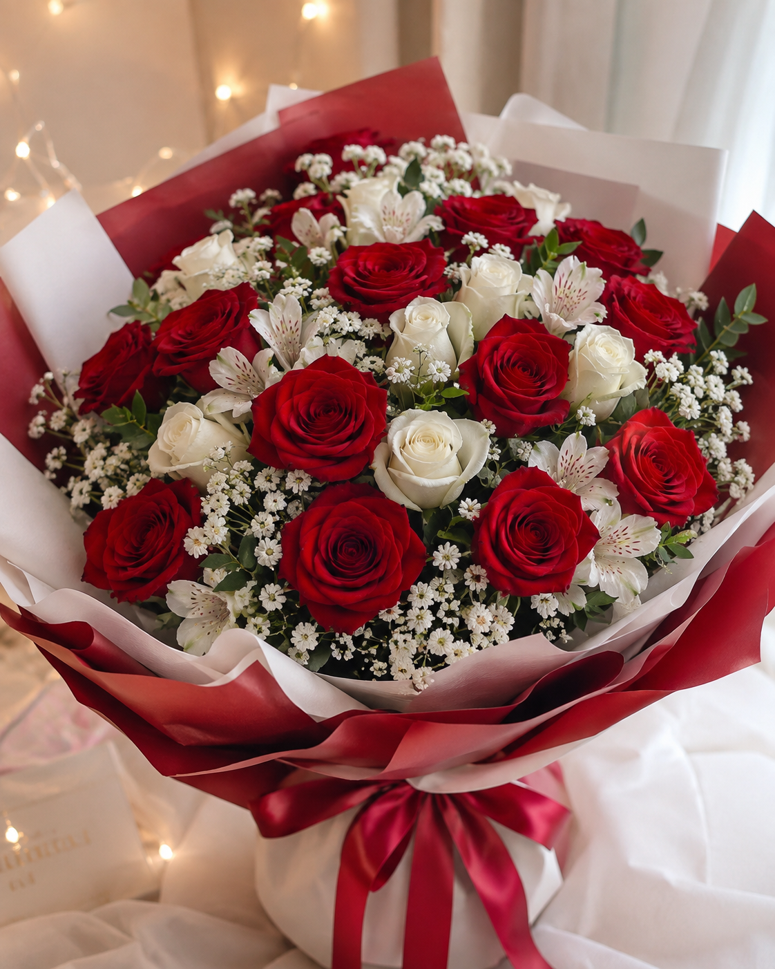 Romantic Red and White Flowers For Her