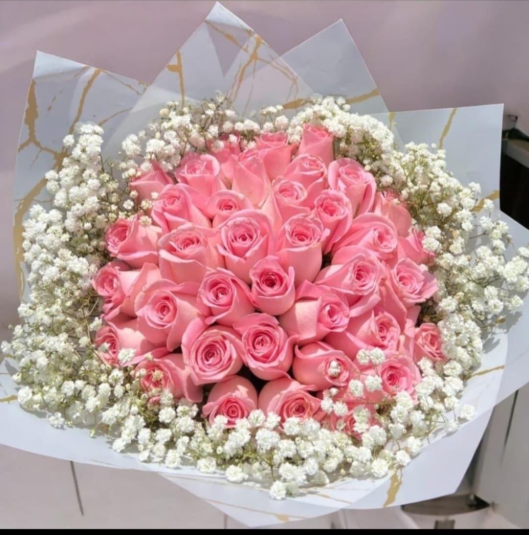 WhatsApp Image 2026-08-08 at 12.46.16 PM (2) Baby Pink Rose & Baby's Breath Bouquet