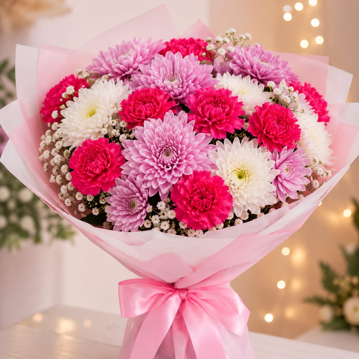 WhatsApp Image 2026-08-11 at 12.54.58 PM (1) Bright and Cherry Carnations & Mums Bouquet