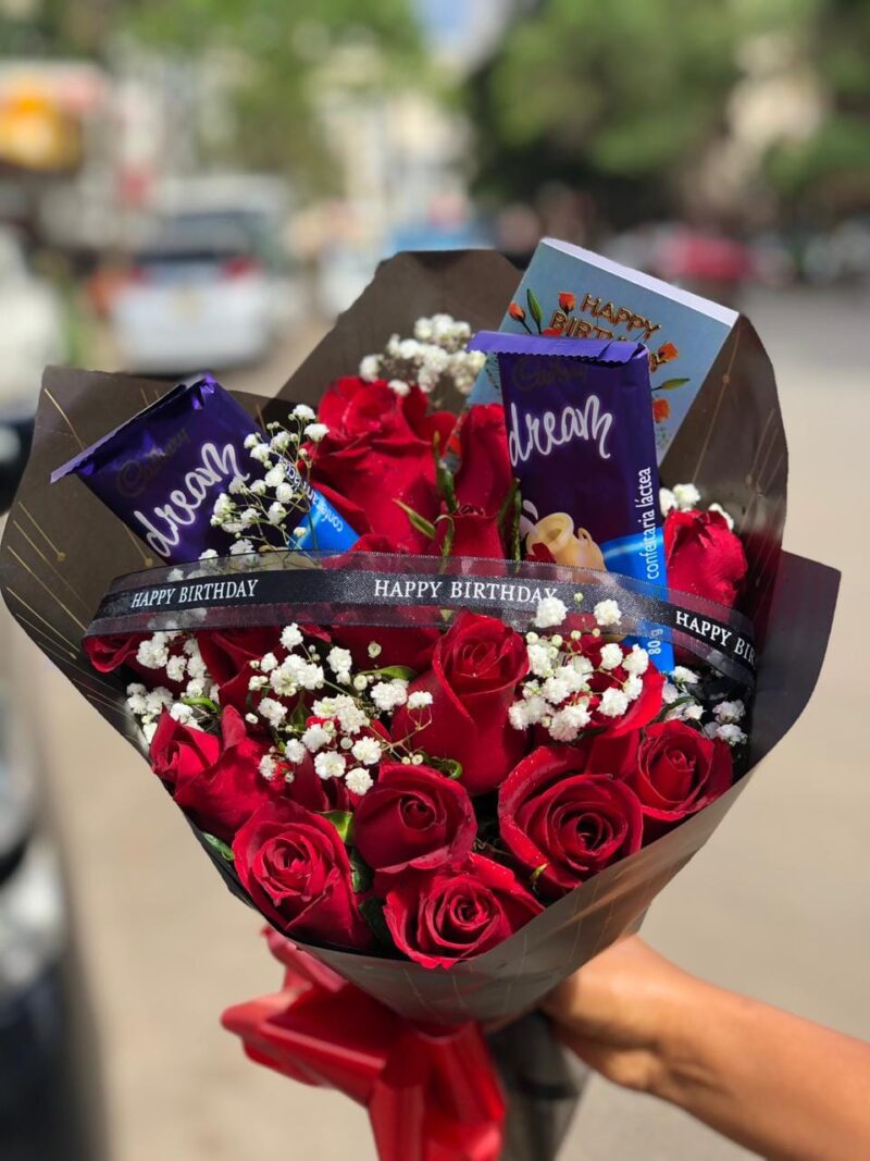 Birthday Delight Red Rose & Chocolate Bouquet