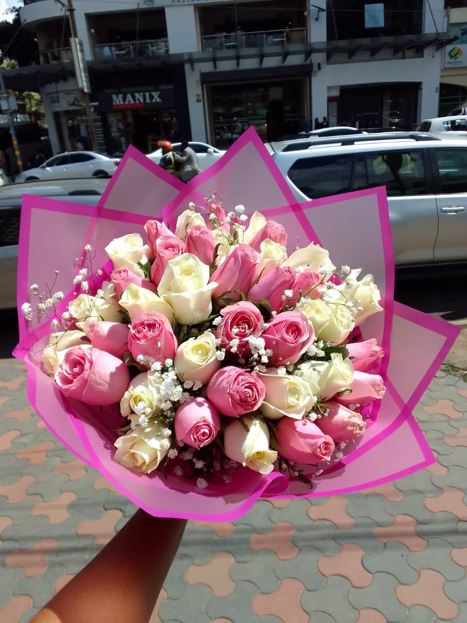 Sweet Blossom Pink & Cream Rose Bouquet