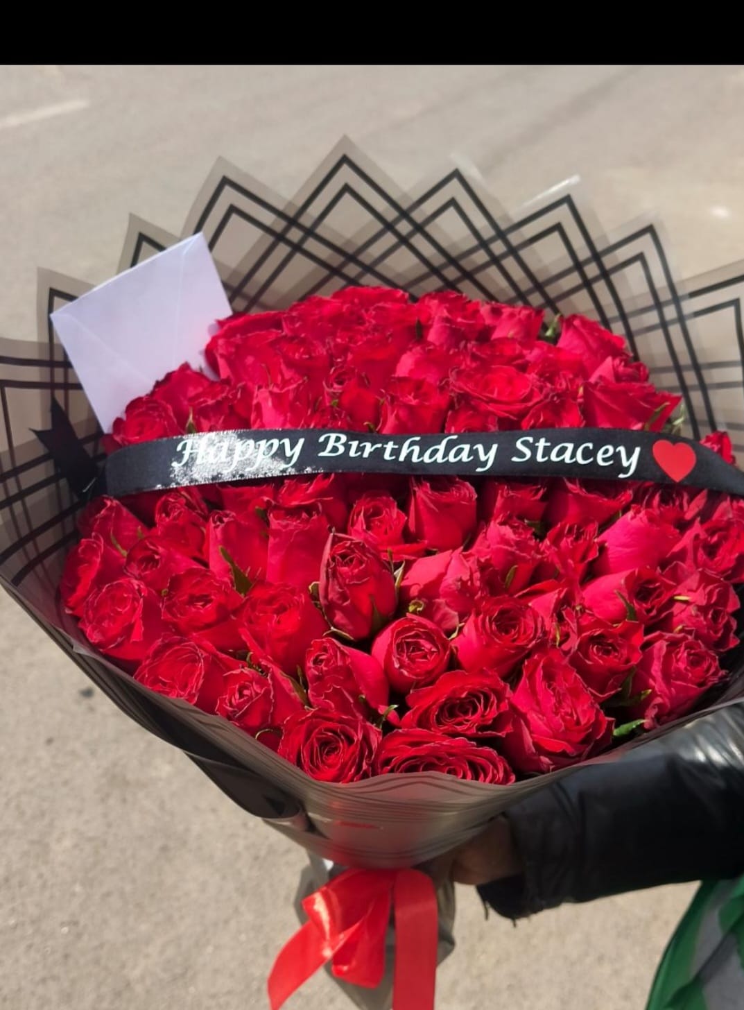 Birthday Flowers with Customized Ribbon