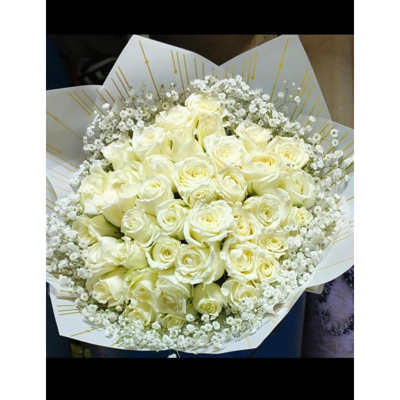 Just White Roses and Baby's Breathe