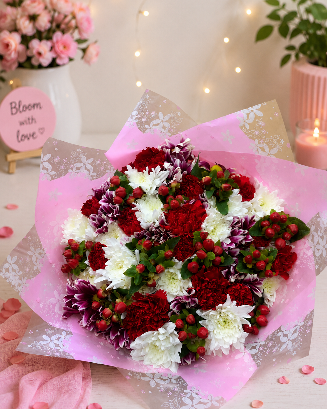 file_0000000015c081f4836ae21b2d26f4e8 Red Carnation & white mums bouquet