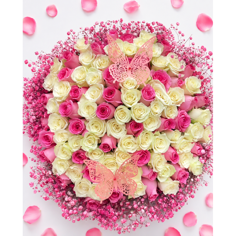 Blush Garden – Baby Pink, White Rose & Baby's Breath Bouquet birthday flowers in Nairobi