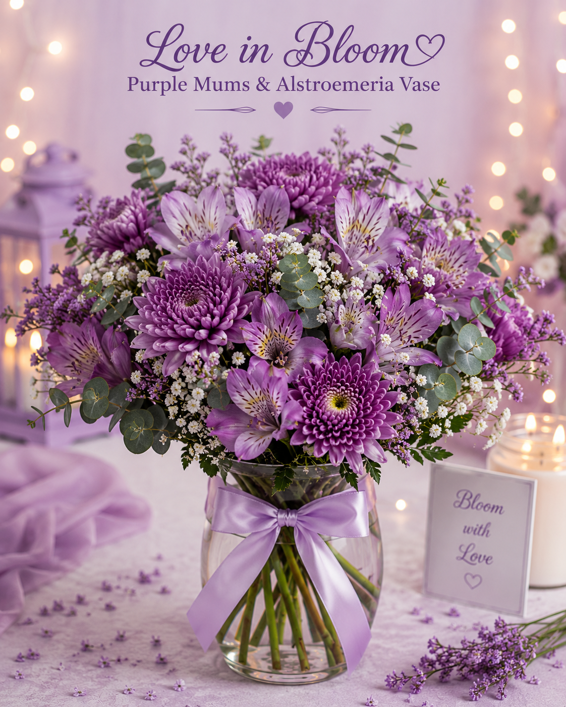 file_000000004c4081f485daaa0a3aeecfcd Love in Bloom Purple Mums & Alstroemeria Vase