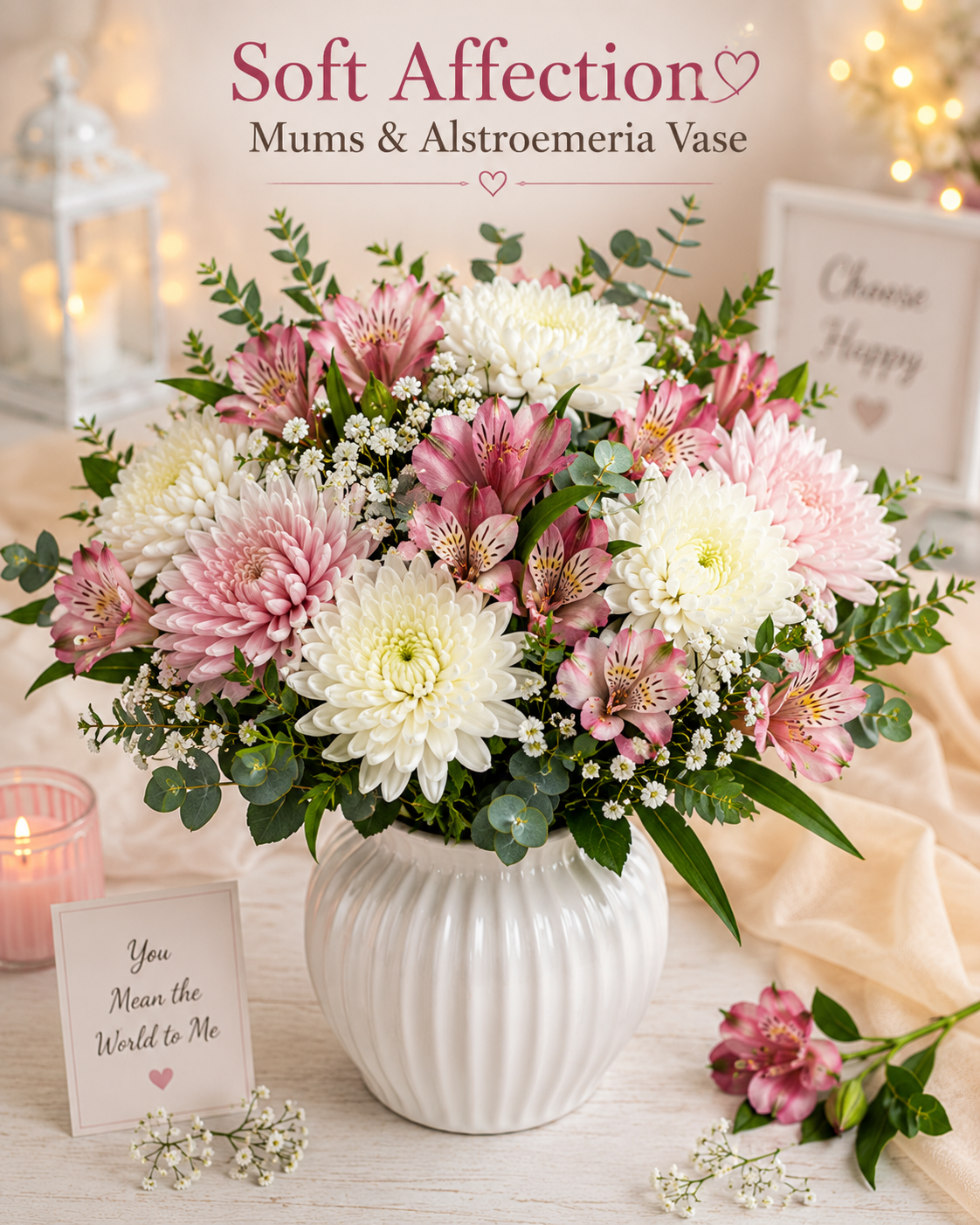 Soft Affection Mums & Alstroemeria Vase