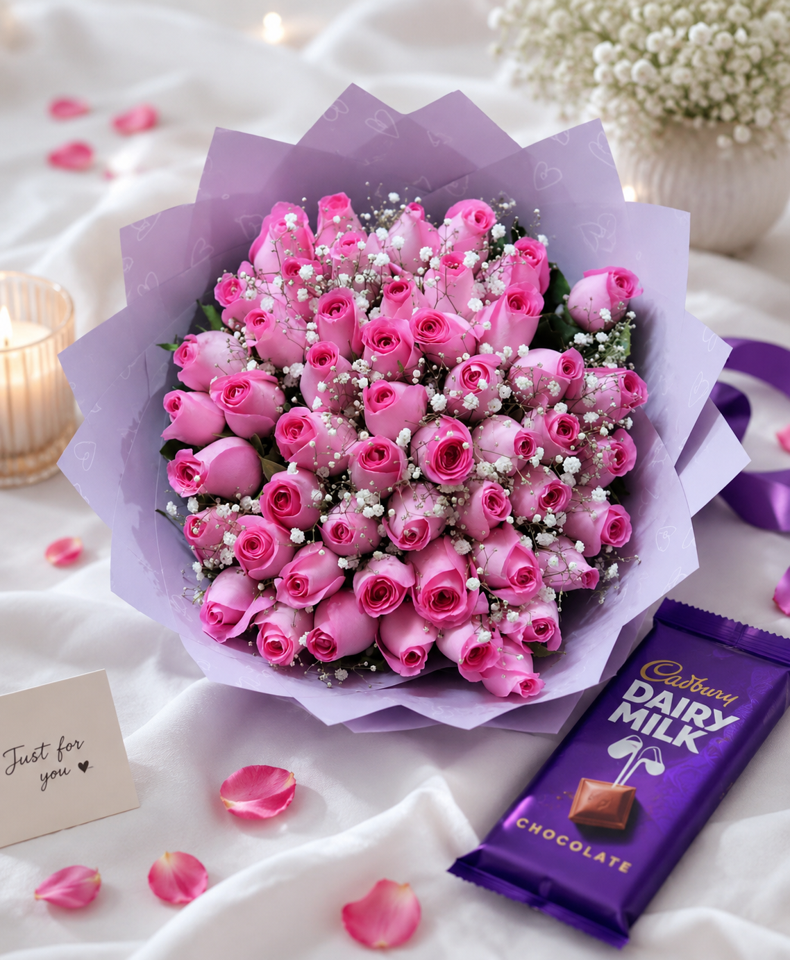 file_00000000f1a4820aad19df3c58d4790b 60 Baby Pink Roses and baby's breathe Bouquet