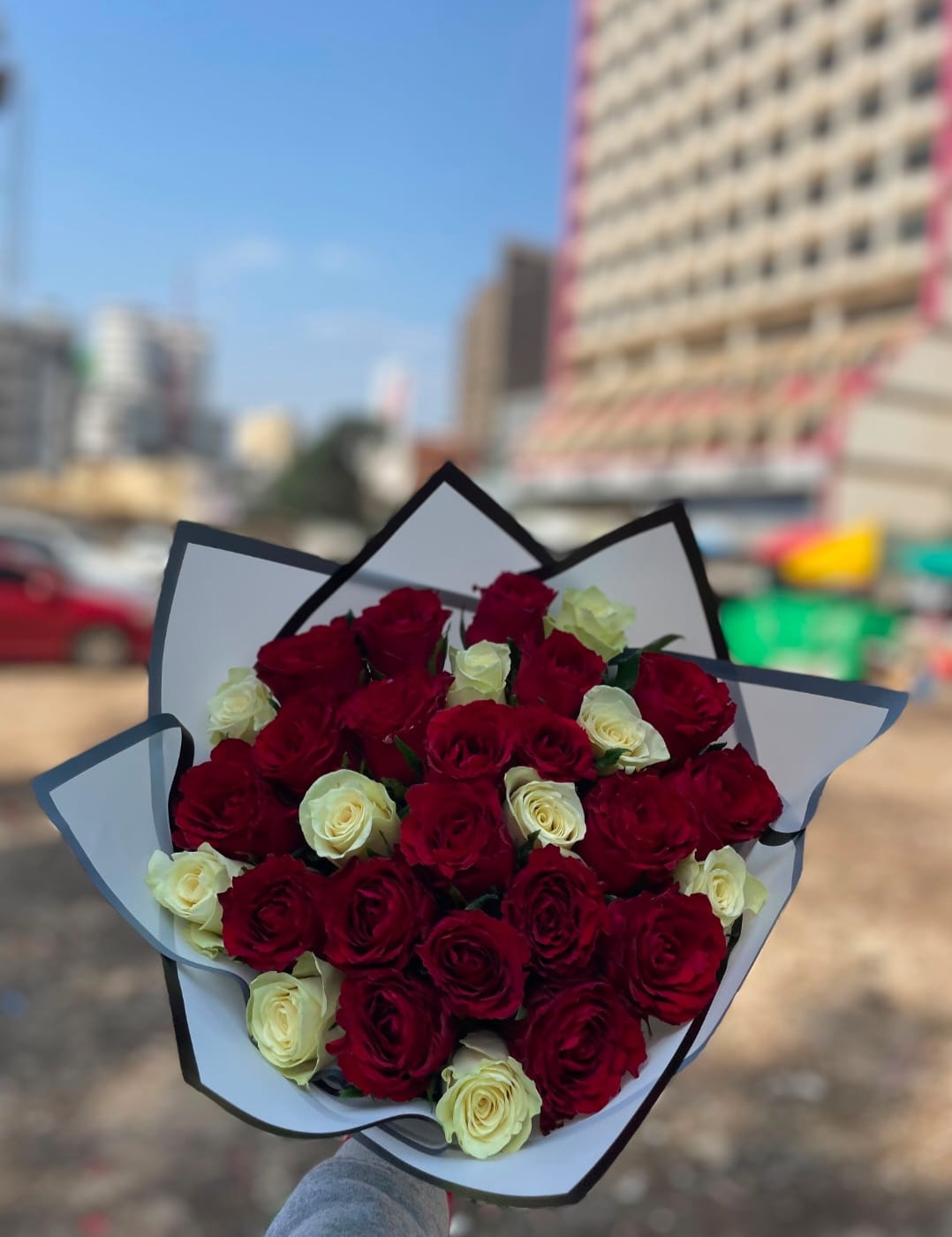 Red and White Graduation Bouquet